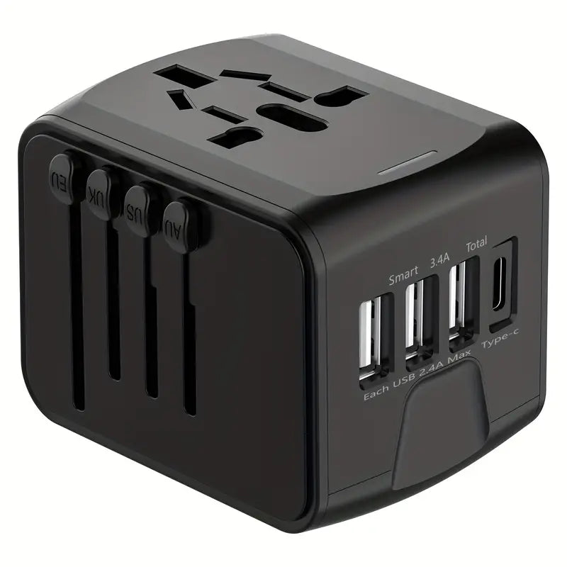 Universal Travel Adapter | 150+ Countries | USB Ports | Safety Shutters | 4 Colours