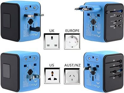 Universal Travel Adapter | 150+ Countries | USB Ports | Safety Shutters | 4 Colours