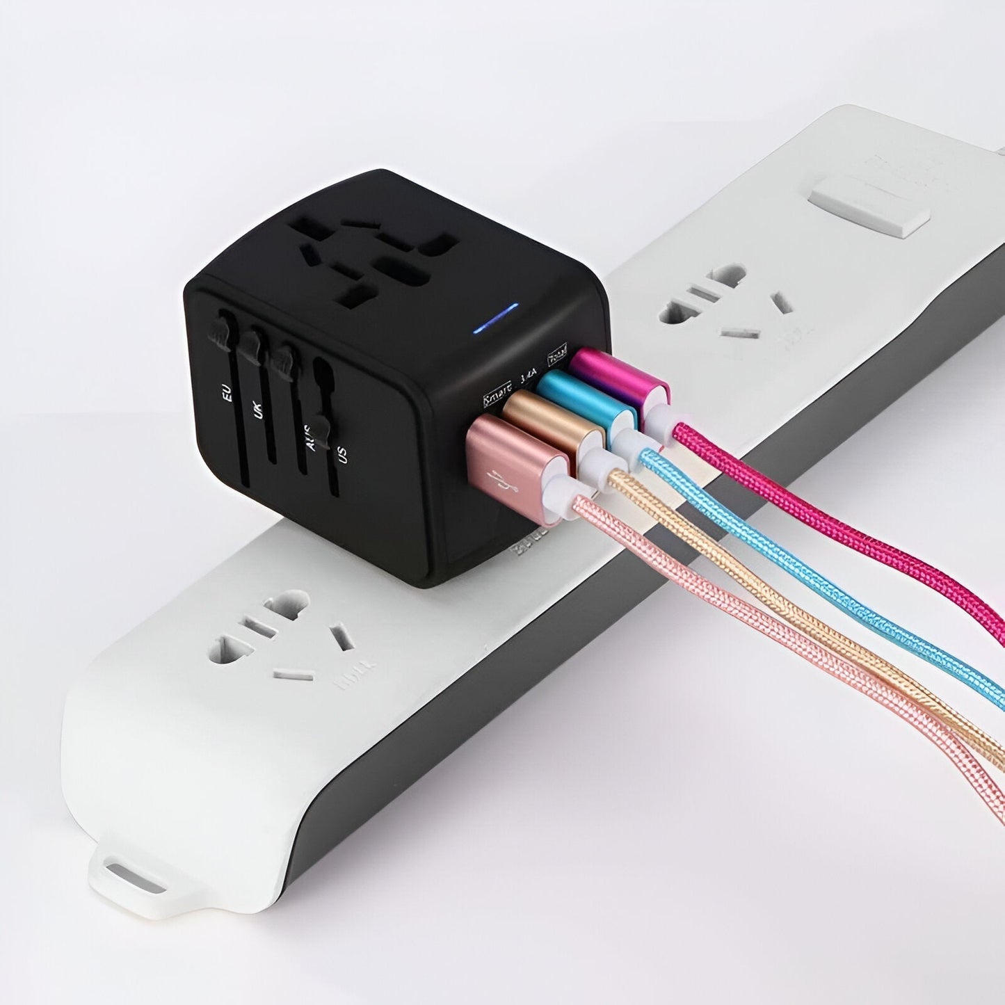 Universal Travel Adapter | 150+ Countries | USB Ports | Safety Shutters | 4 Colours