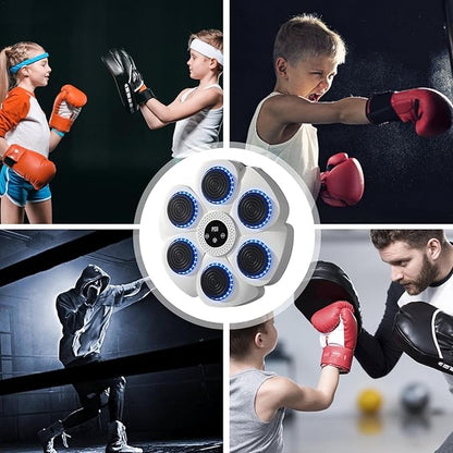 Wall-Mounted Boxing Trainer | RGB Lighting | Bluetooth | Punch Counter | USB | Black & White