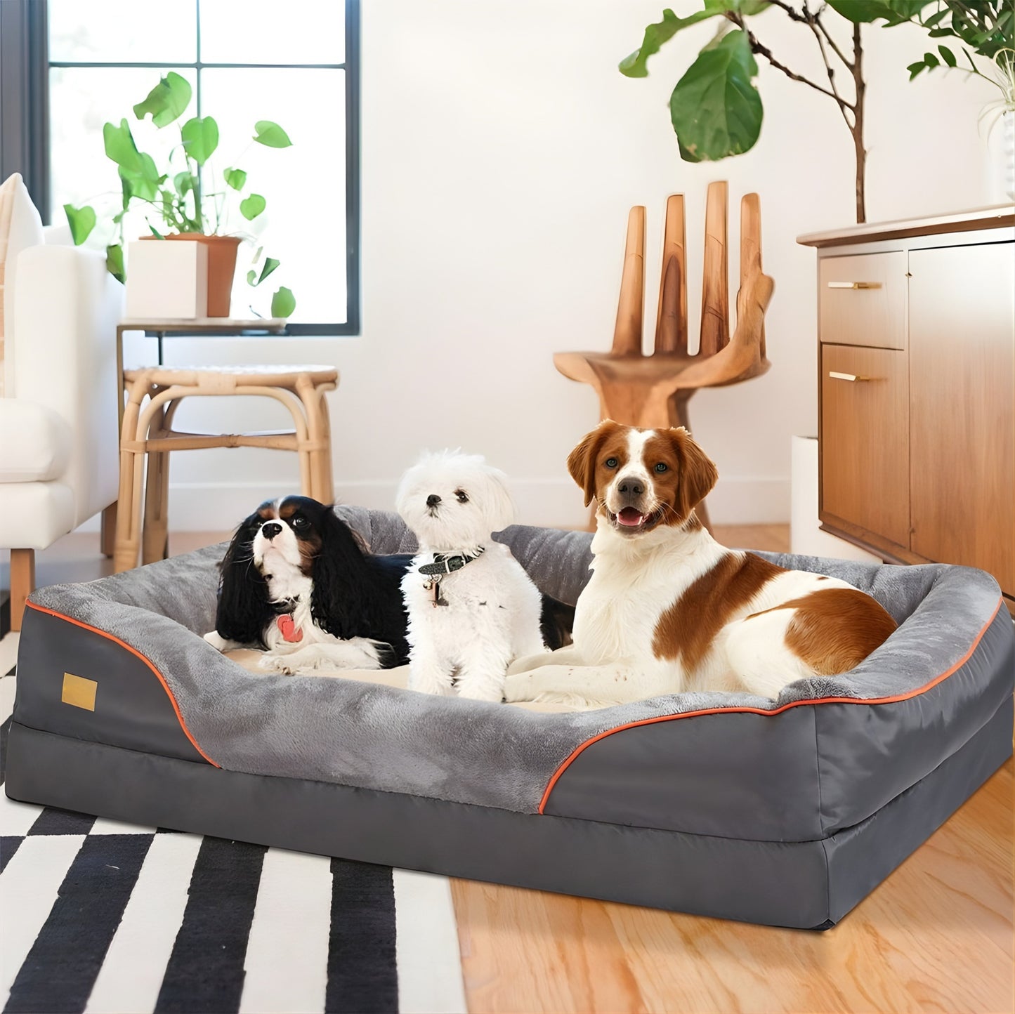 Memory Foam Dog Bed | Bolstered Sides | Waterproof Liner | Non-Slip | L, XL & 2XL