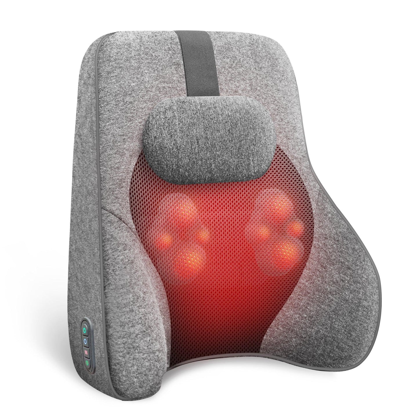 Memory Foam Lumbar Support Cushion | 4-Node Shiatsu Massage | 2-Level Heat | 60 Min Timer