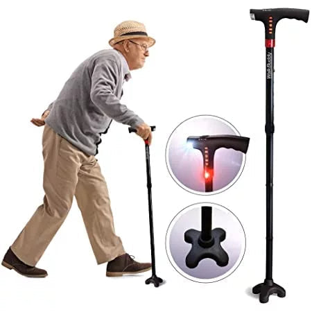 Foldable LED Walking Cane | Multi-Functional Design | Adjustable Support Stick