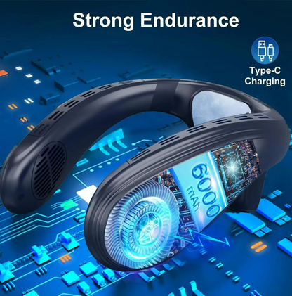 Wearable Neck Fan | 360° Semiconductor Cooling | 3 Speed | USB-C | 8–12hr Battery | 3 Colours