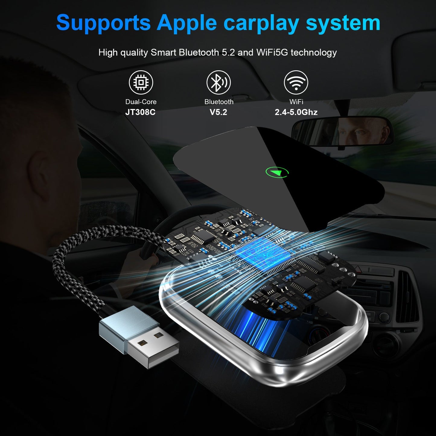 Wireless CarPlay & Android Auto Adapter | Bluetooth 5.2 | Plug & Play Car Tech