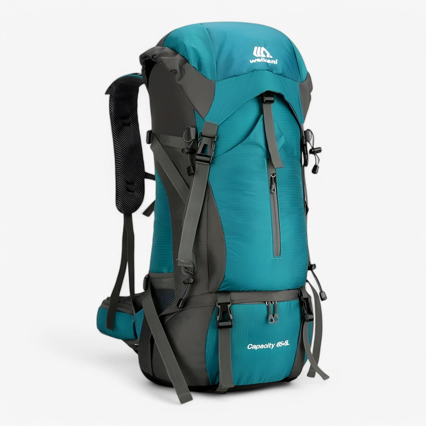 70L Hiking Rucksack | Nylon | Raincover Included | Shoe Compartment | Marine Blue, Orange & Black