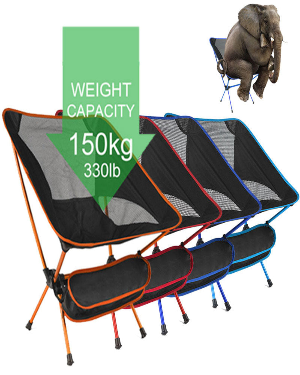 Foldable Camping Chair | Aluminium Frame | 600D Polyester Mesh | 150kg | Carry Bag | 4 Colours