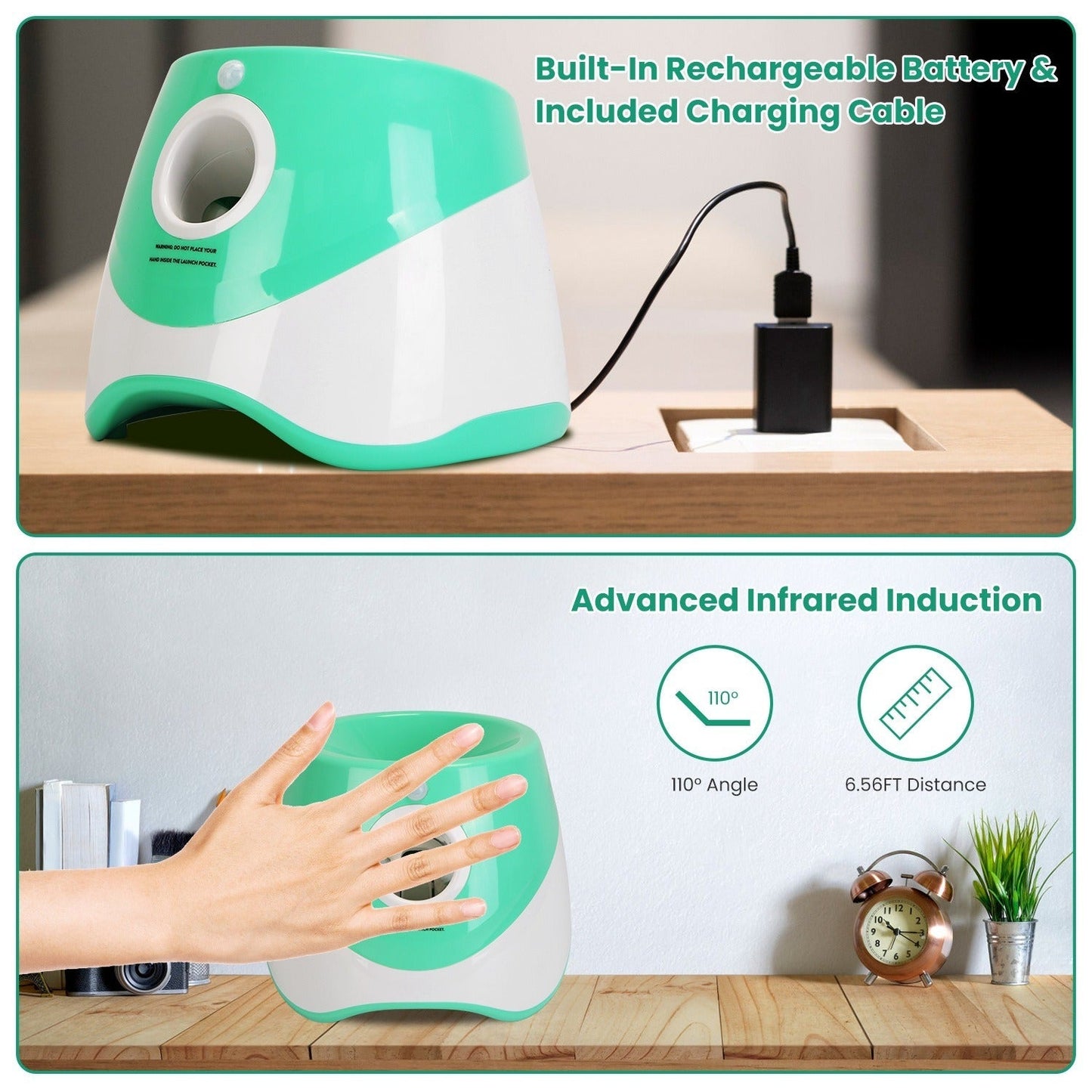 Automatic Dog Ball Launcher | 3 Distance Settings | Infrared Safety Sensor | 5H Battery | 6 Balls