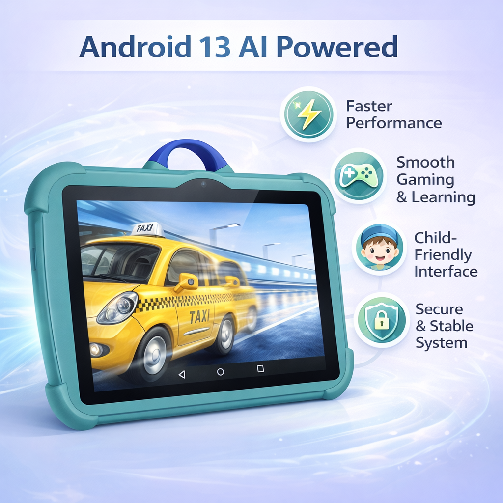 Kids Android Tablet | 4GB RAM | 64GB | Android 13 | Shockproof Case & Kickstand | 4 Colours