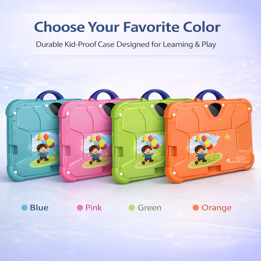 Kids Android Tablet | 4GB RAM | 64GB | Android 13 | Shockproof Case & Kickstand | 4 Colours