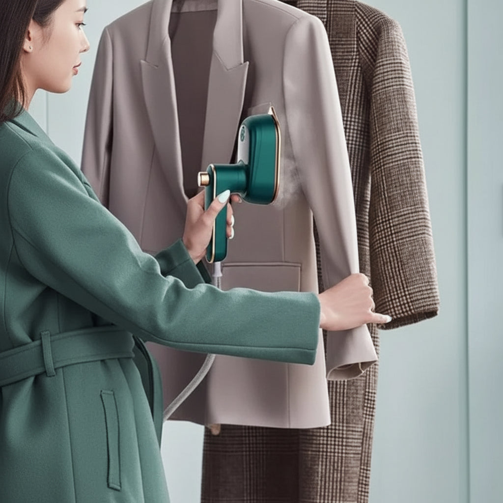 Portable Garment Steamer & Iron | 33W | 50ml Water Tank | Steam & Dry Modes | Green & White