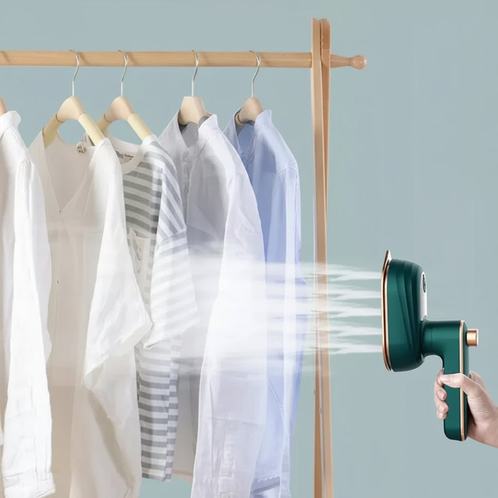 Portable Garment Steamer & Iron | 33W | 50ml Water Tank | Steam & Dry Modes | Green & White