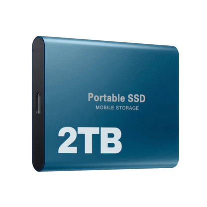 Portable SSD | 2TB | 1050 MB/s | USB-C & USB 3.1 | Plug & Play | Black, Blue & Red