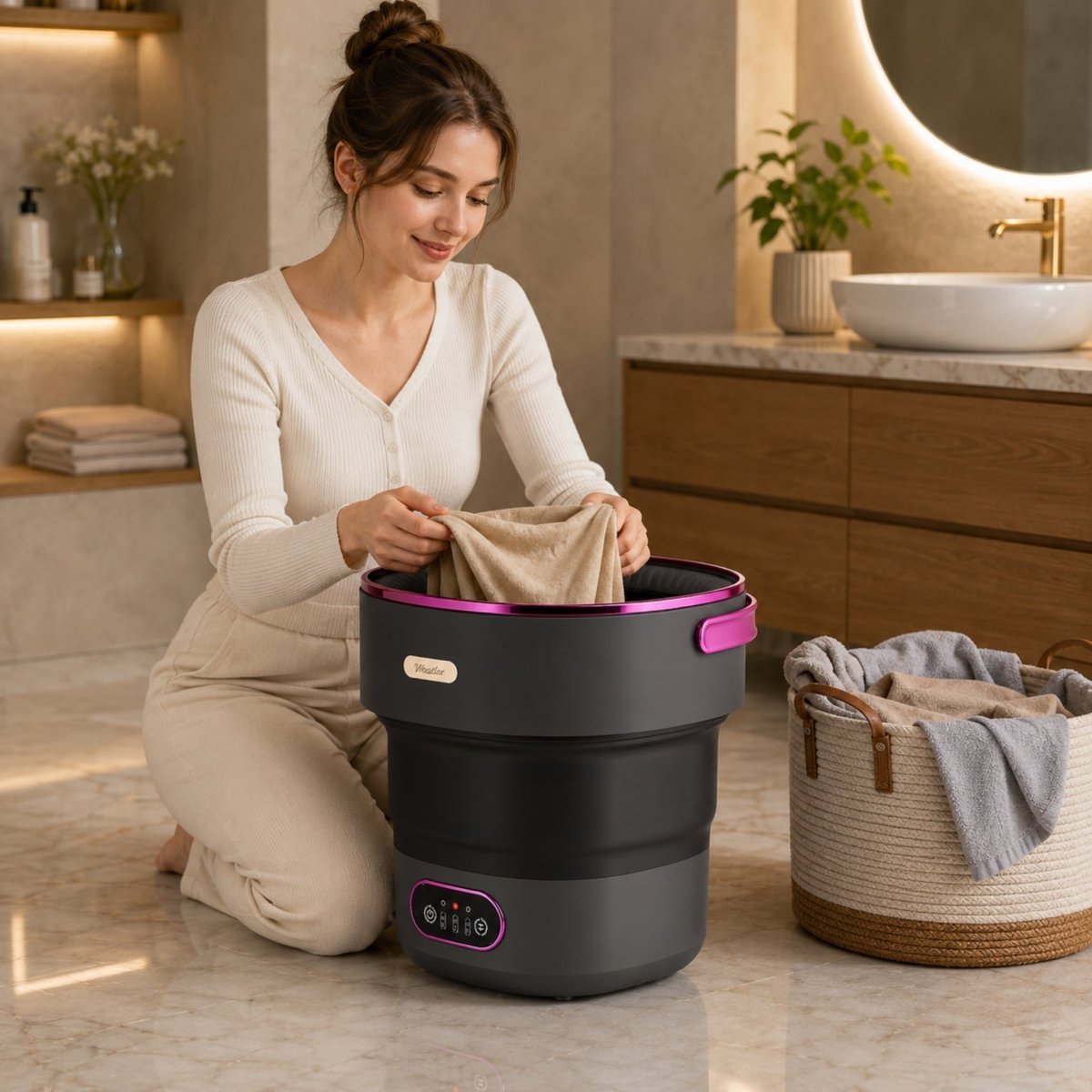 Foldable Washing Machine | 5 Wash Modes | Delicate Fabrics | 40dB | Compact & Portable