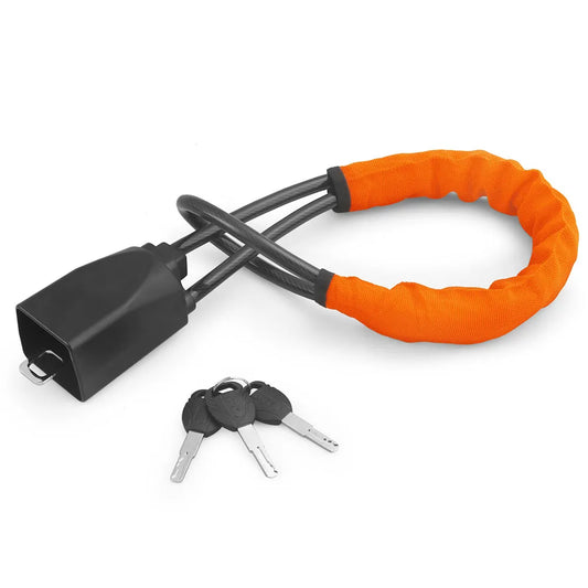 Universal Steering Wheel Lock with Seat Belt Socket and Steel Cable – Heavy-Duty Anti-Theft Security Device with 3 Keys for Cars, Trucks, SUVs, Vans and RVs
