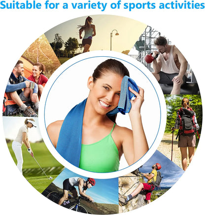 Cooling Sports Towel 4 Pack | Quick-Dry Fabric | 90×30cm | Blue & Grey