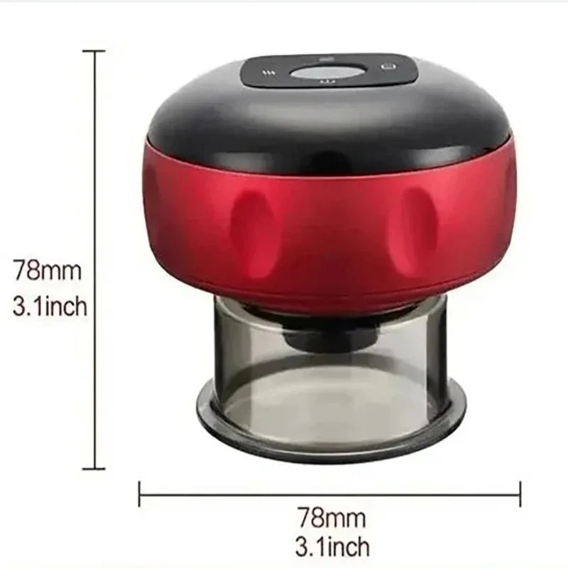 Electric Vacuum Cupping Device | Body Scraping Massager | Heating Suction Cup | 12 Speeds | Red