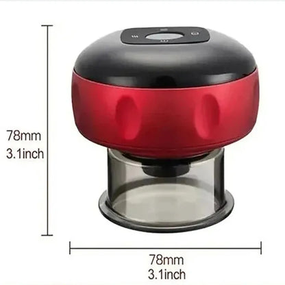 Electric Vacuum Cupping Device | Body Scraping Massager | Heating Suction Cup | 12 Speeds | Red