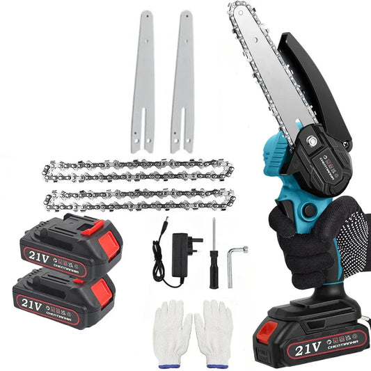 Mini Cordless Chainsaw | 6-Inch Blade | Rechargeable One-Hand Design