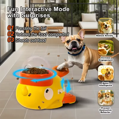 Interactive Duck Puzzle Feeder for Dogs & Cats | 3 Food Outlet Sizes | 12-20mm | Yellow