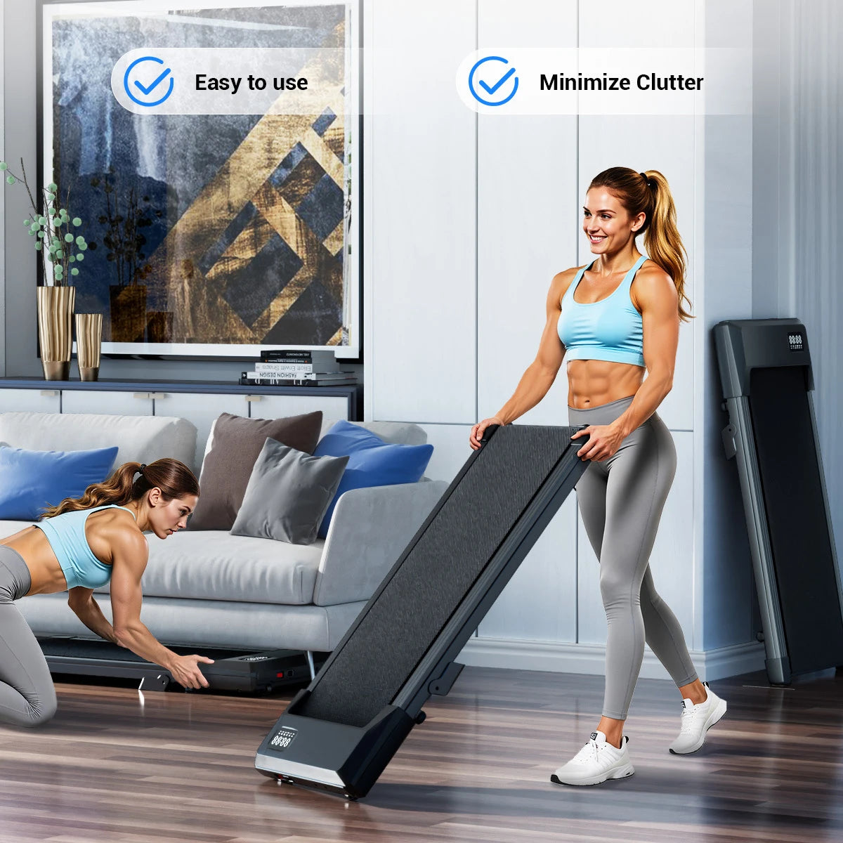 Under Desk Treadmill | Foldable | 2.5HP | 6% Incline | Quiet Motor | Black & Gold