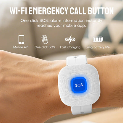 WiFi SOS Emergency Watch | App Push Alerts | USB Rechargeable | Waterproof | Black & White