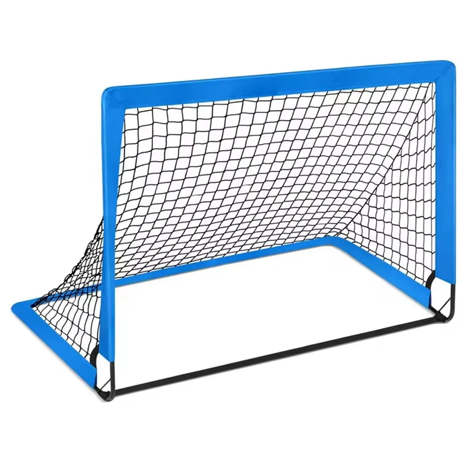 Foldable Football Goal | Kids Training | Nylon Net | Backyard & Garden | Black, Red, Blue & Orange