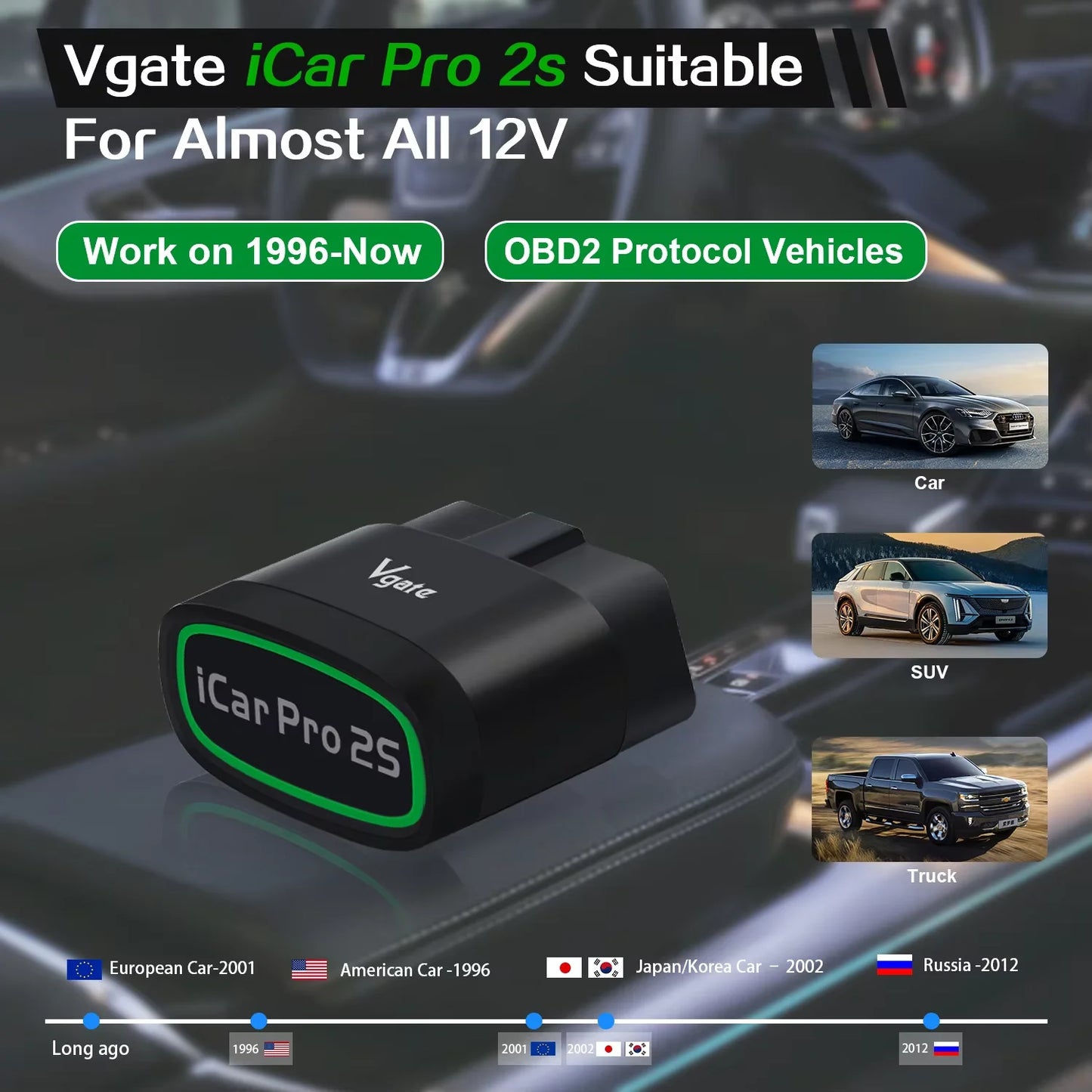 2026 NEW Vgate iCar Pro 2S ELM327 Bluetooth 5.2 V2.3 Car OBD Scanner Upgraded EV Auto Diagnostic Tool BimmerCode for IOS Android