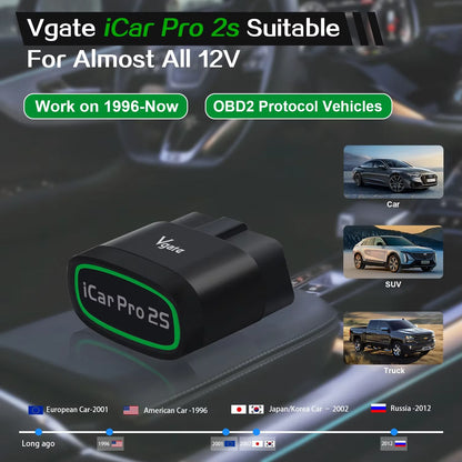 2026 NEW Vgate iCar Pro 2S ELM327 Bluetooth 5.2 V2.3 Car OBD Scanner Upgraded EV Auto Diagnostic Tool BimmerCode for IOS Android