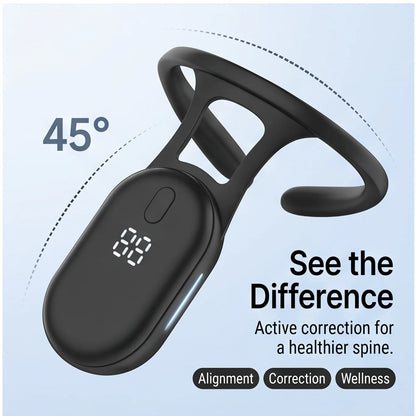 Smart Posture Reminder | Micro-Vibration Alert | Food-Grade Silicone | USB Rechargeable | Black