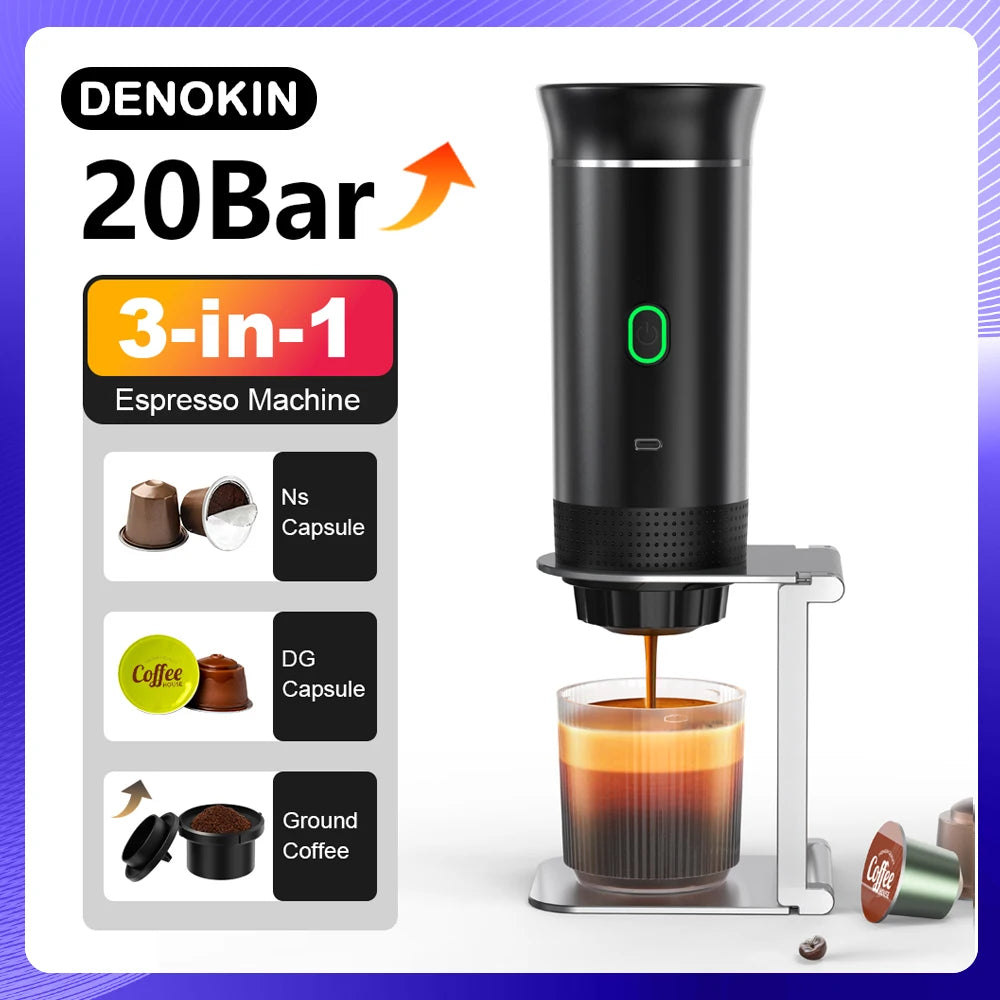 Portable Espresso Coffee Machine | Car & Home | 8g Adapter | Stainless Steel | 4 Colours