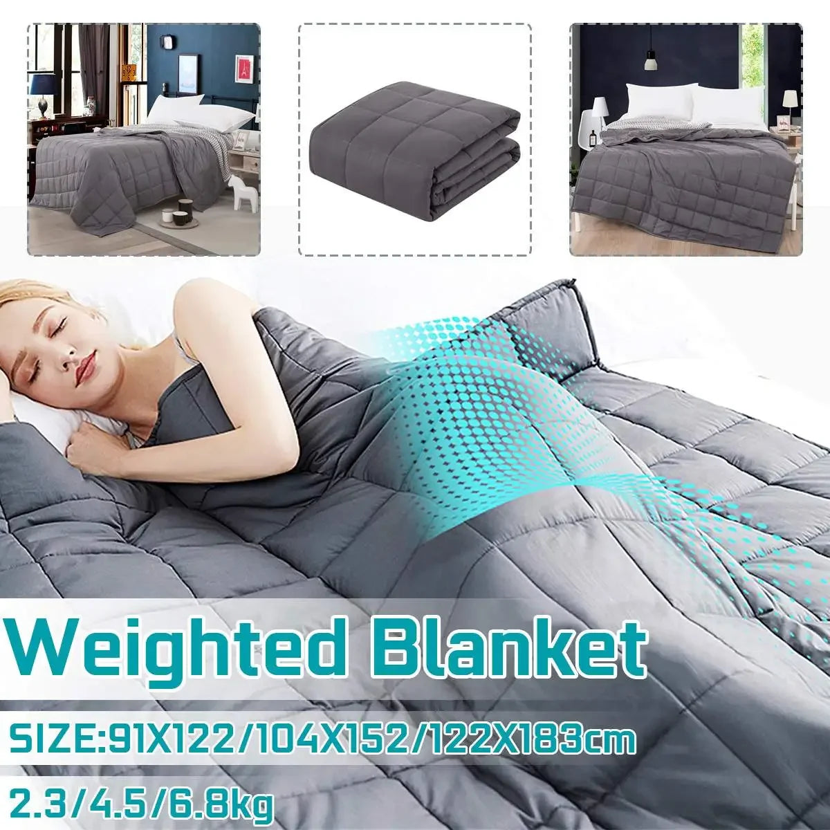 Weighted Blanket | 6 Sizes | Decompression Sleep Aid | Adults | Grey