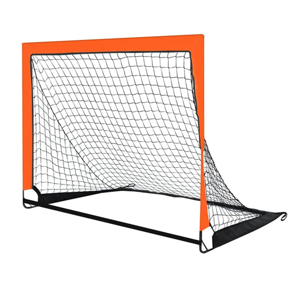 Foldable Football Goal | Kids Training | Nylon Net | Backyard & Garden | Black, Red, Blue & Orange