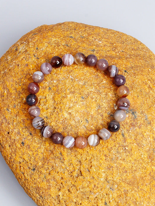 Natural Agate Bead Bracelet | Botswana Stone Jewellery | Stress Relief Design