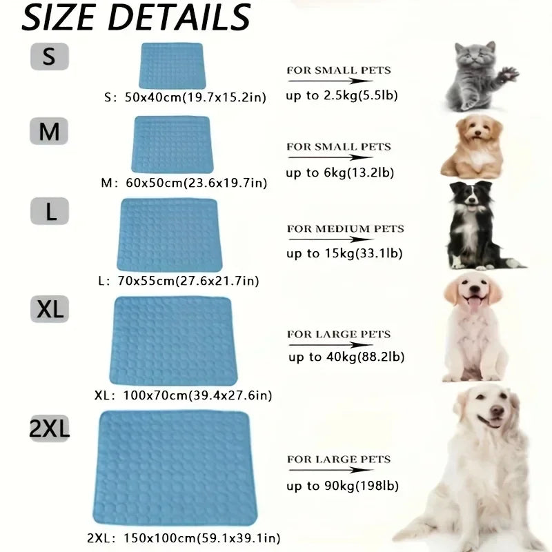 Pet Cooling Mat | Ice Silk | Breathable | Washable | Dogs & Cats | Indoor & Outdoor