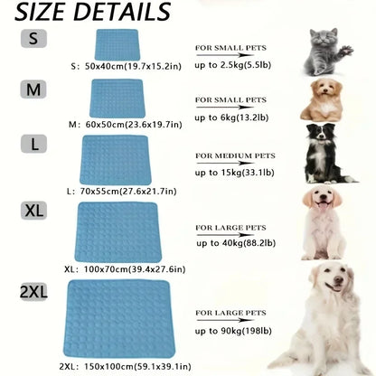 Pet Cooling Mat | Ice Silk | Breathable | Washable | Dogs & Cats | Indoor & Outdoor
