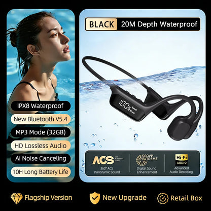 Bone Conduction Headphones | Bluetooth 5.4 | IPX8 | MP3 & Bluetooth Mode | 6 Colours