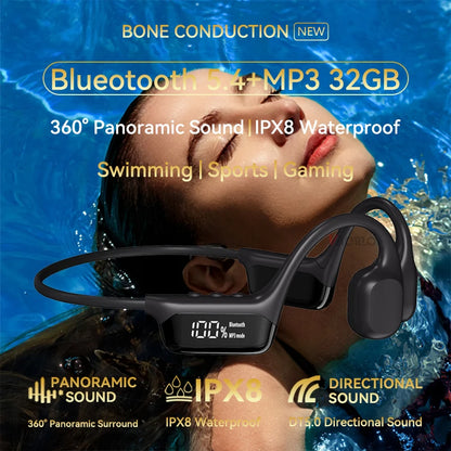 Bone Conduction Headphones | Bluetooth 5.4 | IPX8 | MP3 & Bluetooth Mode | 6 Colours