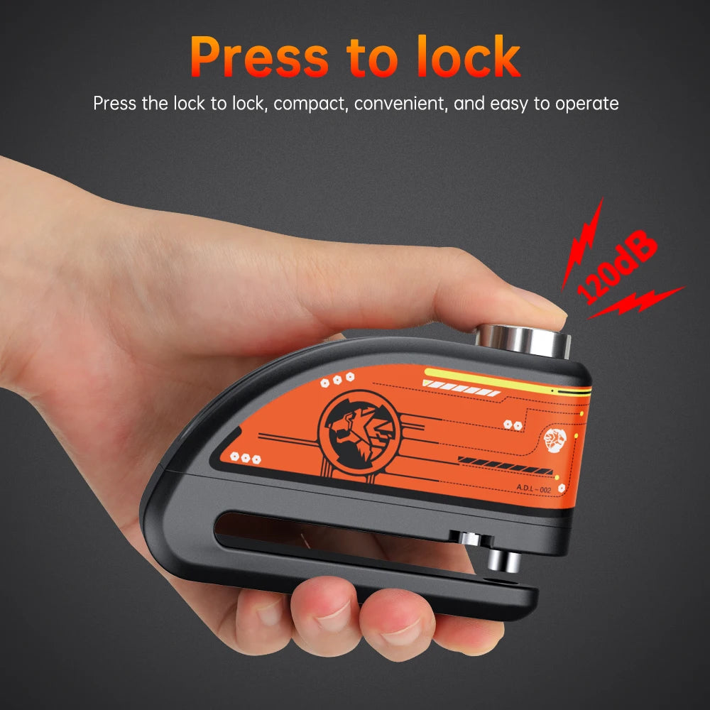 120dB Motorcycle Disc Lock Bike Wheel Padlock Waterproof Scooter Motorcycle Alarm Lock Anti-Theft Padlock Bicycle Alarm Lock