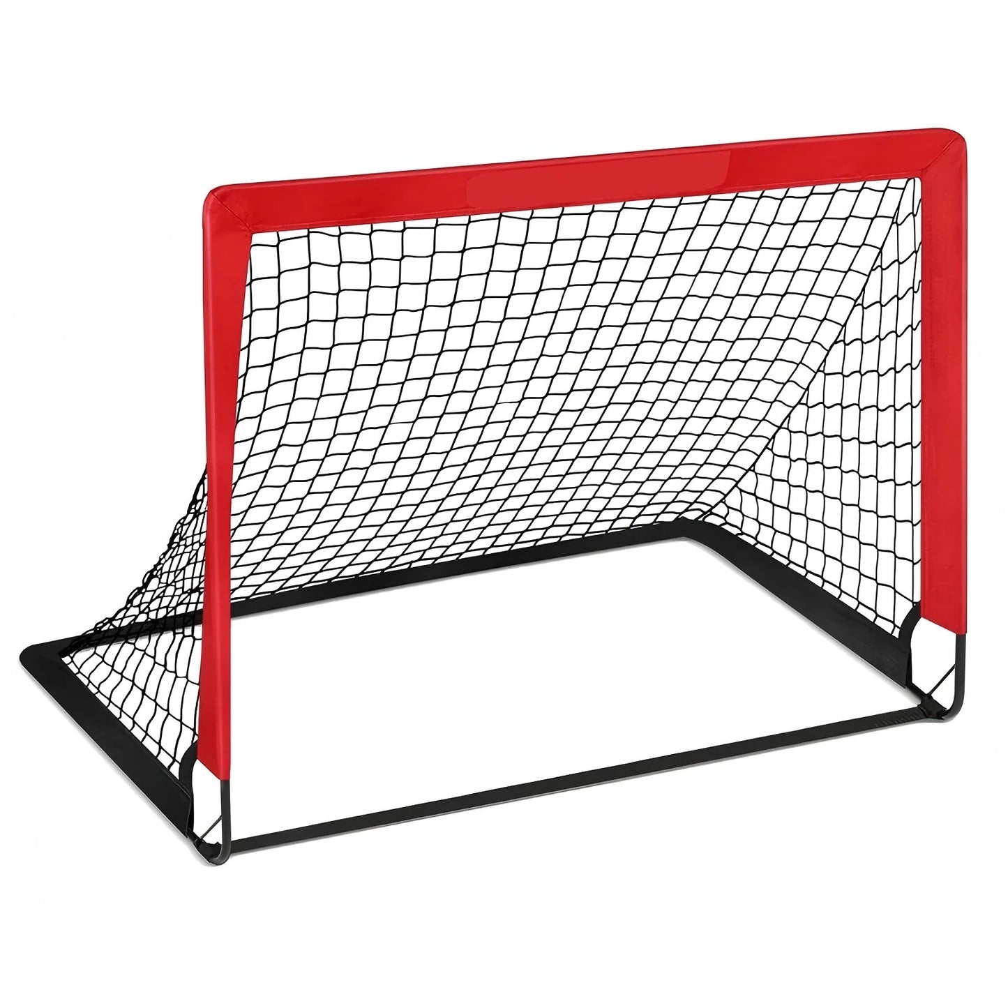 Foldable Football Goal | Kids Training | Nylon Net | Backyard & Garden | Black, Red, Blue & Orange