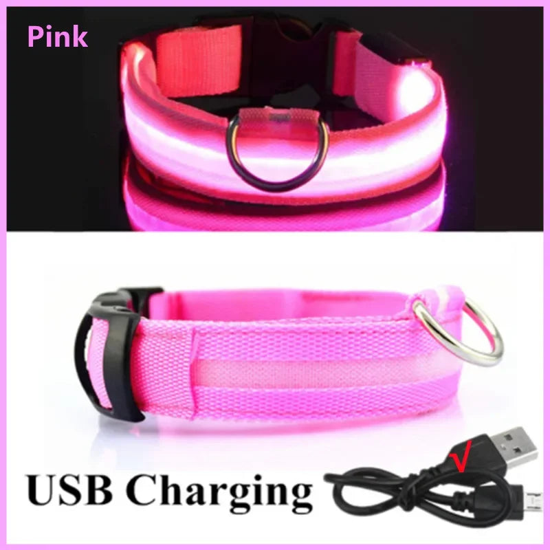 LED Pet Safety Collar | 3 Light Modes | USB Rechargeable | Night Glow | Dogs & Cats
