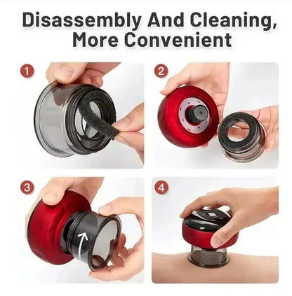 Electric Vacuum Cupping Device | Body Scraping Massager | Heating Suction Cup | 12 Speeds | Red