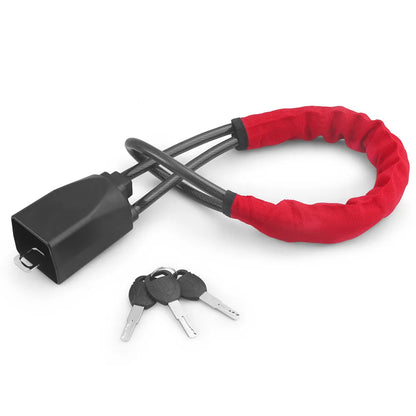 Universal Steering Wheel Lock with Seat Belt Socket and Steel Cable – Heavy-Duty Anti-Theft Security Device with 3 Keys for Cars, Trucks, SUVs, Vans and RVs