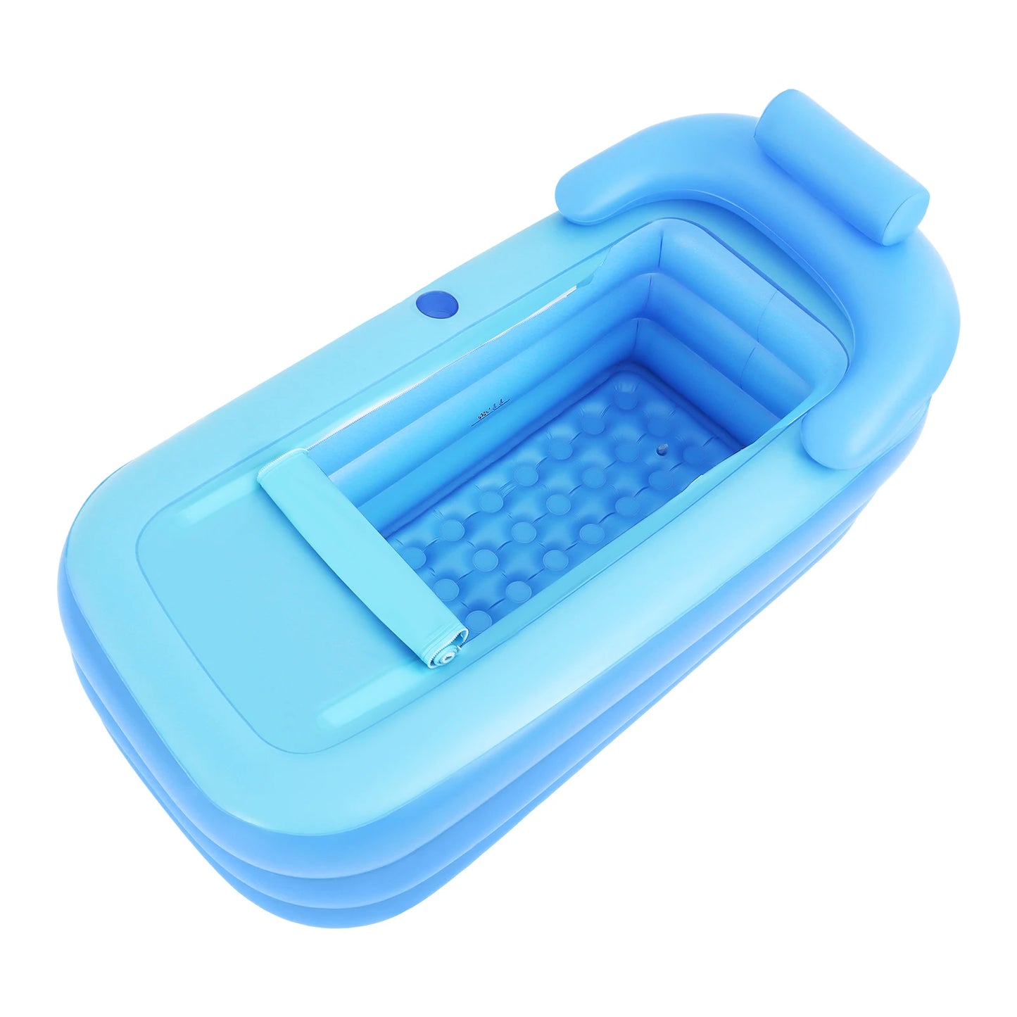 Inflatable Foldable Bathtub | PVC | Zipper Cover & Bubble Mat | 160x84x64cm | Blue