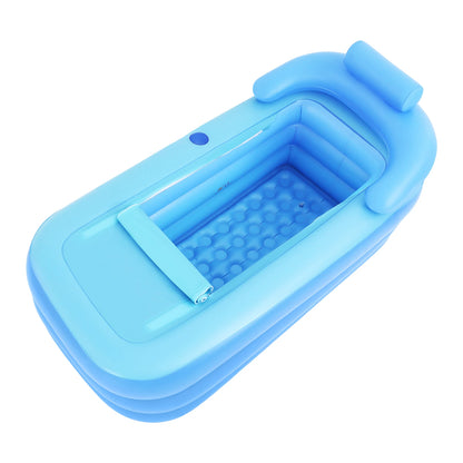 Inflatable Foldable Bathtub | PVC | Zipper Cover & Bubble Mat | 160x84x64cm | Blue