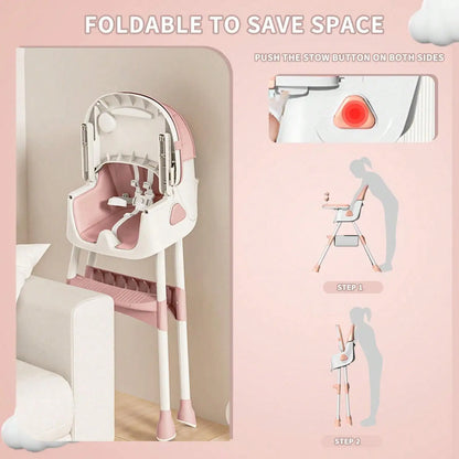 Baby High Chair | 3-in-1 Foldable Design | Adjustable With Safety Belt