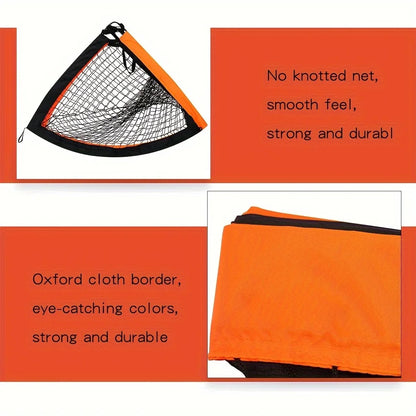 Foldable Football Goal | Kids Training | Nylon Net | Backyard & Garden | Black, Red, Blue & Orange