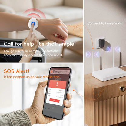 WiFi SOS Emergency Watch | App Push Alerts | USB Rechargeable | Waterproof | Black & White