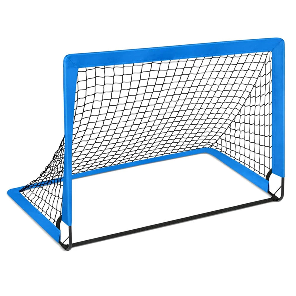 Foldable Football Goal | Kids Training | Nylon Net | Backyard & Garden | Black, Red, Blue & Orange