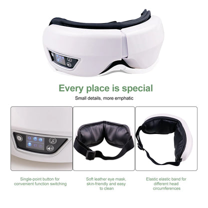 Eye Massager | 6D Airbag Compression | Bluetooth Music | 4 Modes | 1200mAh